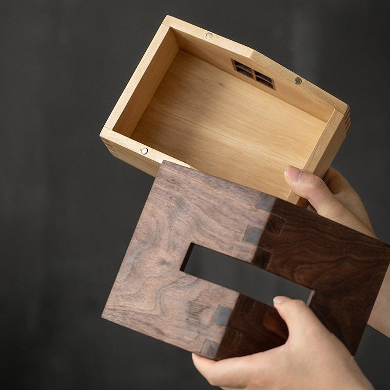 家实木小房面子巾盒木制高颜值纸抽纸盒用桌摆件胡桃木纸巾盒餐巾