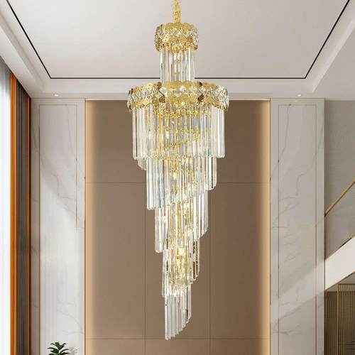 轻奢水长吊现代简楼梯灯别灯墅楼梯晶旋138转角灯具复式挑空约大