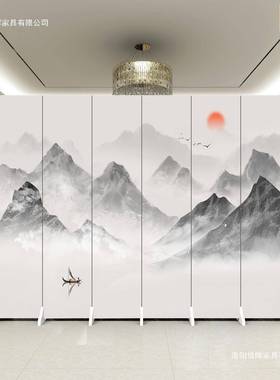 中式屏风隔断室墙饭店包办间移动折叠公会议简易遮挡双面折SWMI屏