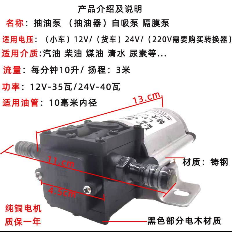汽油泵电动抽油泵12V24V220V伏自吸泵直流柴油泵加油机抽油器雷泵