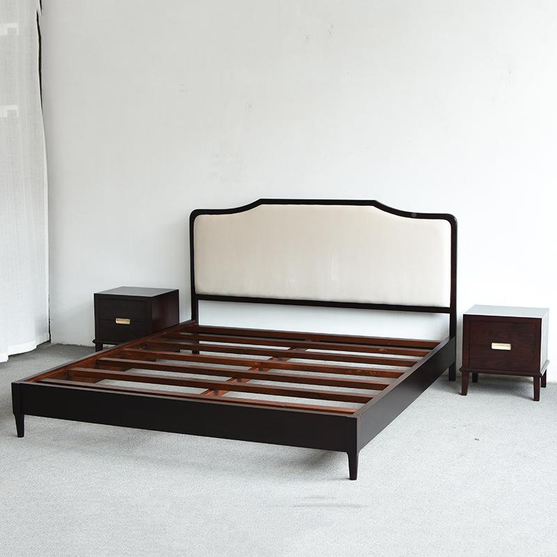 现代新式实中木1.8米米主卧大床名宿软酒店客栈储物靠背双人9112