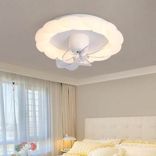 新906灯款摇风扇滚塑奶油风全光室谱卧吊扇灯男孩头女孩儿童房电