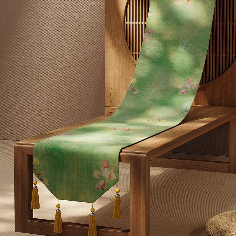 F98S75T8T^新式茶席桌旗布中古茶桌垫茶台长中条茶桌布风茶几轻奢