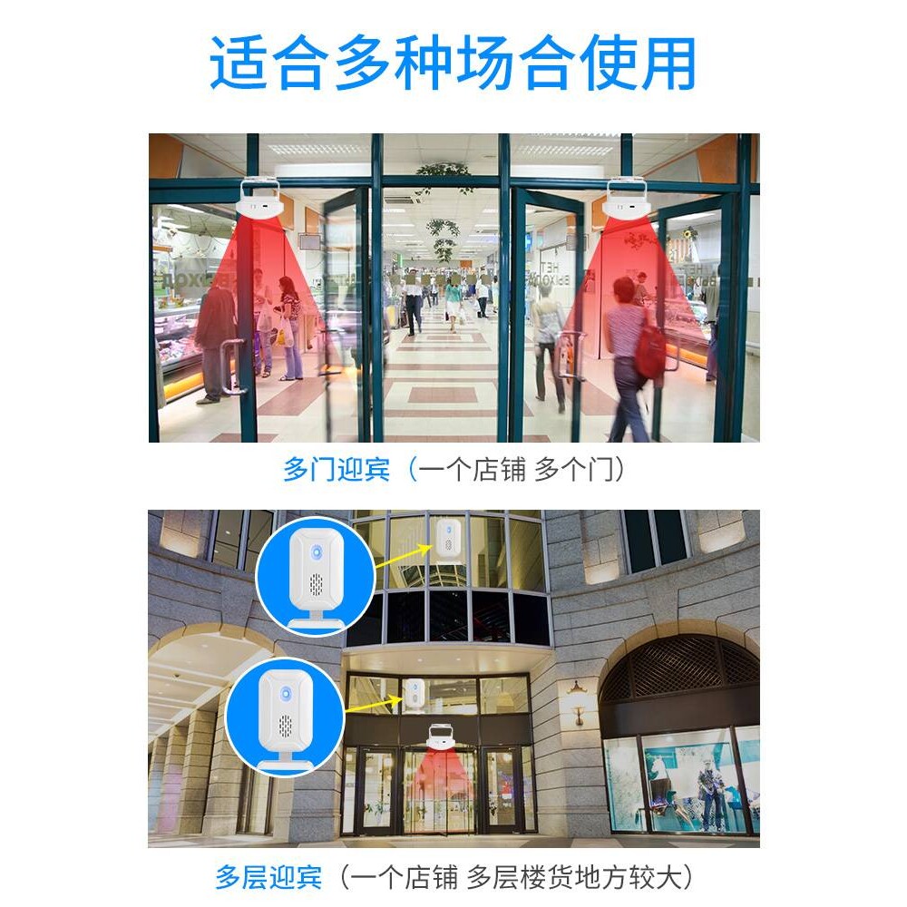 分体式欢迎光临感应器店铺进门迎宾无线红外防盗报警叮咚家用门铃