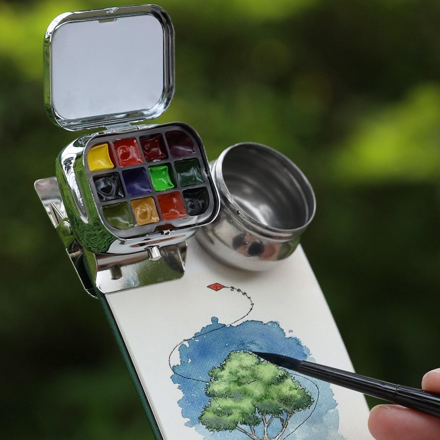 新品你旅便行水彩LIR颜料套装携盒写生尔拜因迷分荷装盒随身透明