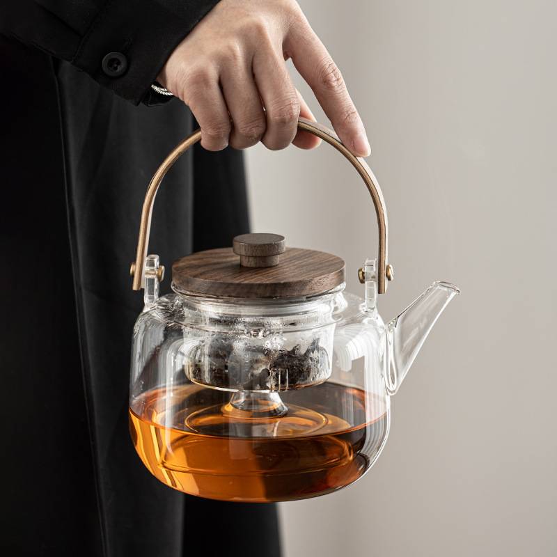 胡桃木电陶炉煮茶器自动断电家用养生蒸煮玻璃烧水壶小型茶炉套装