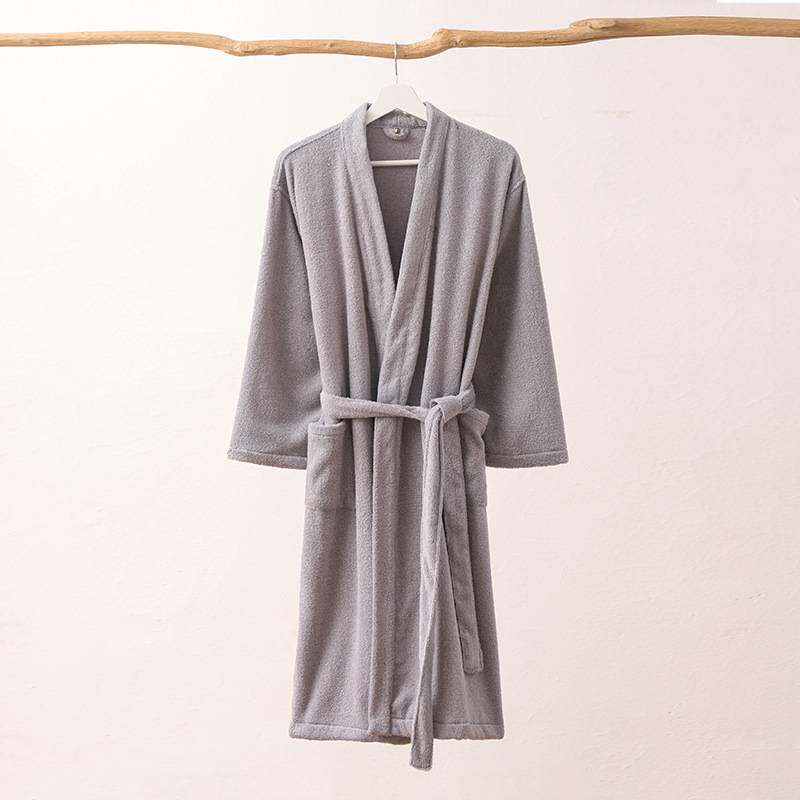 四季纯棉和服领浴袍浴衣毛巾料家居服睡袍宽松加大加厚情侣男女