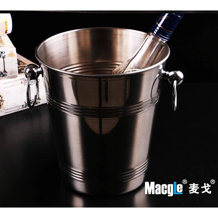 不锈钢豪华香槟桶连架 套装啤酒冰桶架子 简约卷边香槟红酒冰桶