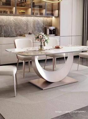 代式岩板餐桌家用餐桌椅组现简约家用轻奢小户合型意长BUJ方形桌