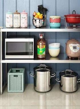 房置物架生产不锈柜钢三层收纳X8N7Deaf微架落地层厨储物架波炉烤