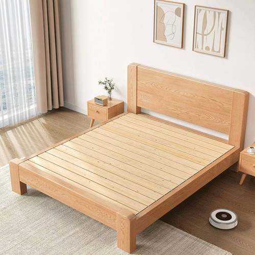 L$全实木简约现代出双人床1米2单人床1.2023.10.5米橡木租用房1米