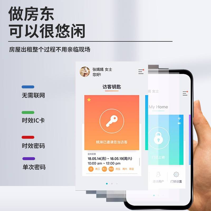 公寓防盗门锁刷卡锁智能套装宾馆酒店木门ic民宿磁卡感应锁指纹