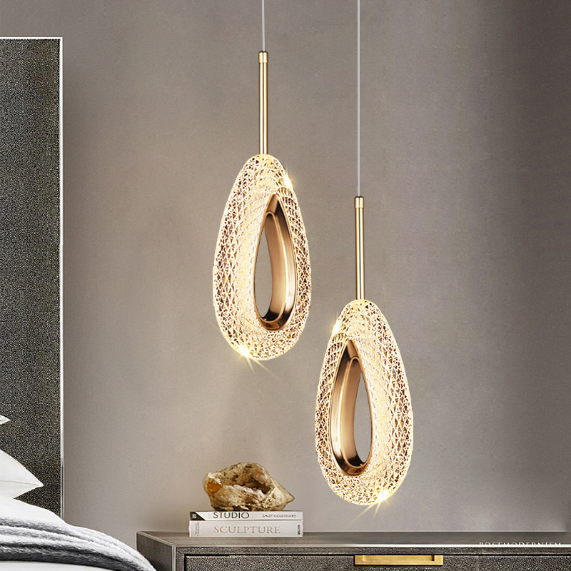 卧室床头吊灯现代简约轻奢北欧网红主卧背景墙P创意极简长线小吊