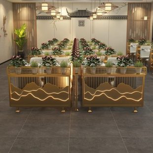 铁艺餐厅过道半截隔断围栏火锅店饭店酒店卡座矮墙屏风花槽架装饰