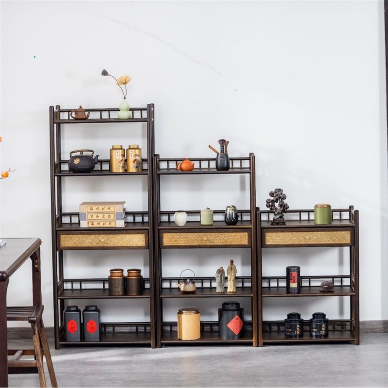 供应 新中式覆古展示架 收纳柜 储E物家居壁挂简约多层落地置物架
