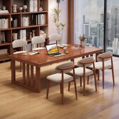 新中式 实木大板桌家用客厅大长书桌餐桌办公一体工作台多人学习桌