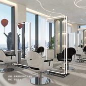 网红美发店镜子带灯理发镜台发廊专用单双面落地潮店剪发镜台新款