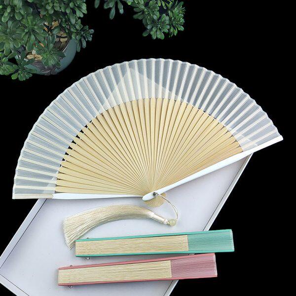 扇子折扇中国风古风素面空白扇纯色夏天便携随身折叠女式和风竹扇