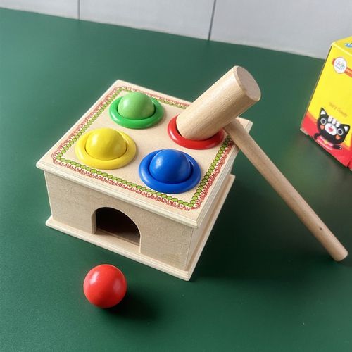 青蛙敲球台蒙式敲打台敲球台锤盒打桩台幼儿教具1-U3岁早教儿益智