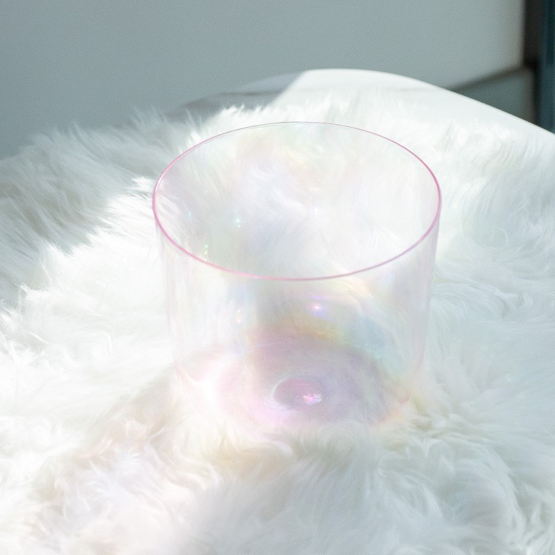 宇宙光芒炼金钵s七彩透明水晶钵音疗冥想