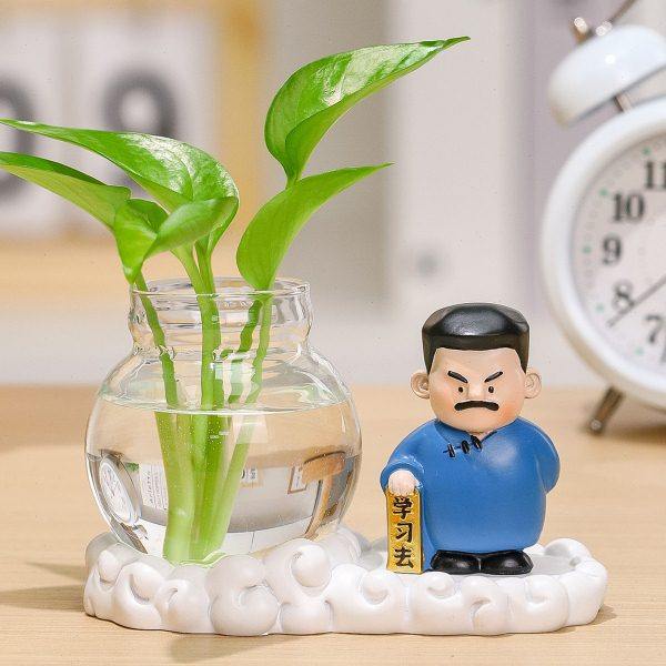 创意孔子花瓶客厅插花小摆件水培植物器皿玻璃水养花器工位装饰品,家居饰品,花瓶,淘宝优惠券,粉丝福利购,淘宝优惠卷