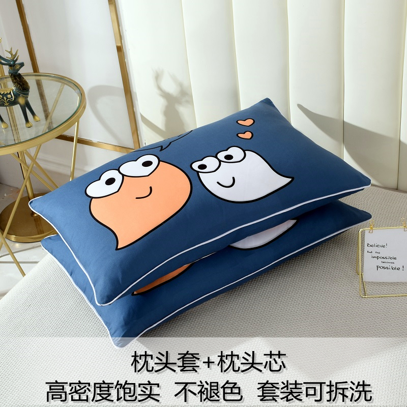 枕头学生宿舍单人一对装男女可爱整E头枕芯带枕套卡通简约双人助