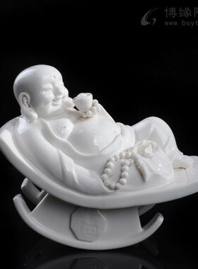 不倒翁陶瓷弥勒可爱把玩陶瓷弥勒摇摇椅工艺品家居办公桌橱柜摆件