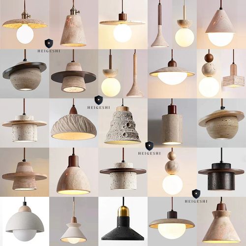 黄洞石日式侘寂风卧室床头吊灯创意奶油J风民宿复古北欧餐厅小吊