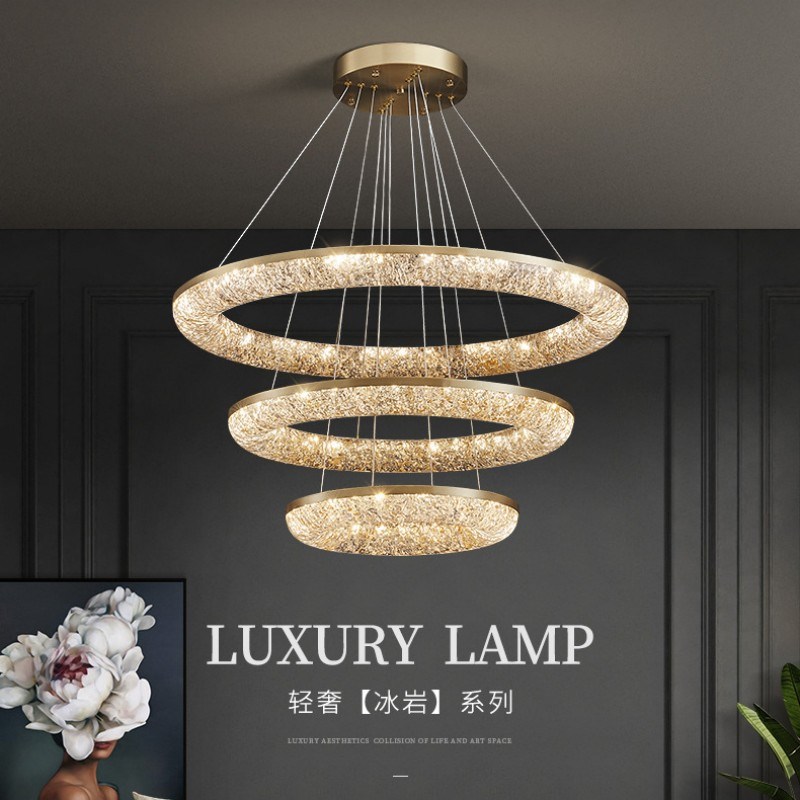 23年新款轻奢圆圈北欧吊线灯现代B简约导光个性发光环形客厅餐厅