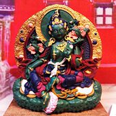 壤巴拉 包邮 绿度母圣像手工彩绘擦擦 精美礼盒装