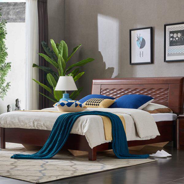 新中式全实木双人床1.8米1.5高箱体床橡胶木卧室家具定制北欧婚床