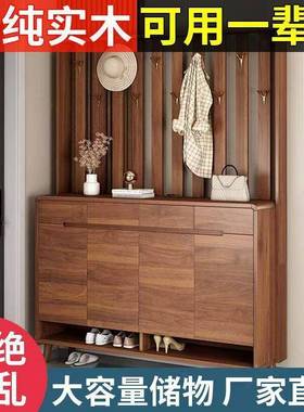 实木款鞋柜家用PZY门口新款205爆室内入户收纳2储物柜玄关柜一体