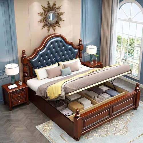 美实木床卧室2米大式床主卧现代简约双床人1.米8米1.MYU5双人床欧