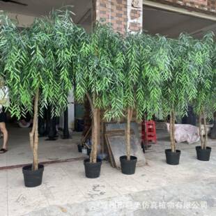 仿柳假巨美2311垂柳仿真装饰盆栽酒真店大厅橱盆窗商场布景树实木