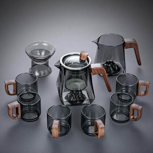 烟灰观山玻璃茶具套装功