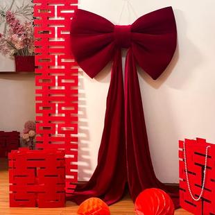 婚男房布置蝴帷幔女方客厅卧室门口结婚礼超DYCNYB13大背蝶结拉花