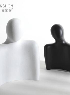 简约现H1281代抽象艺术白色脂半人物摆身件样板间面玄关电视树柜