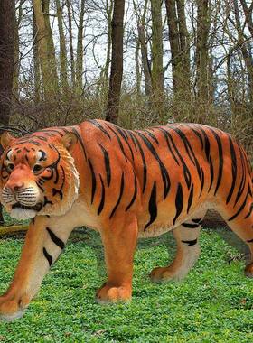 玻钢老虎雕塑动物型装模饰园林景观摆璃件LAL草大坪景区道具摆设