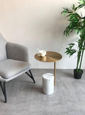 欧轻奢茶几大4603理几石边几客北厅发床头沙角酒店创意艺术金属小