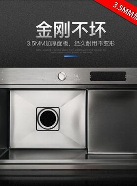 下圆纳米水槽单槽阶梯式厨房洗大菜盆角不锈钢洗88147碗池黑台金