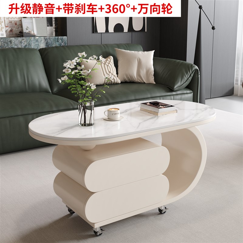 奶油风可移动边几客o厅小户型沙发边柜小推车简约创意小茶几桌带
