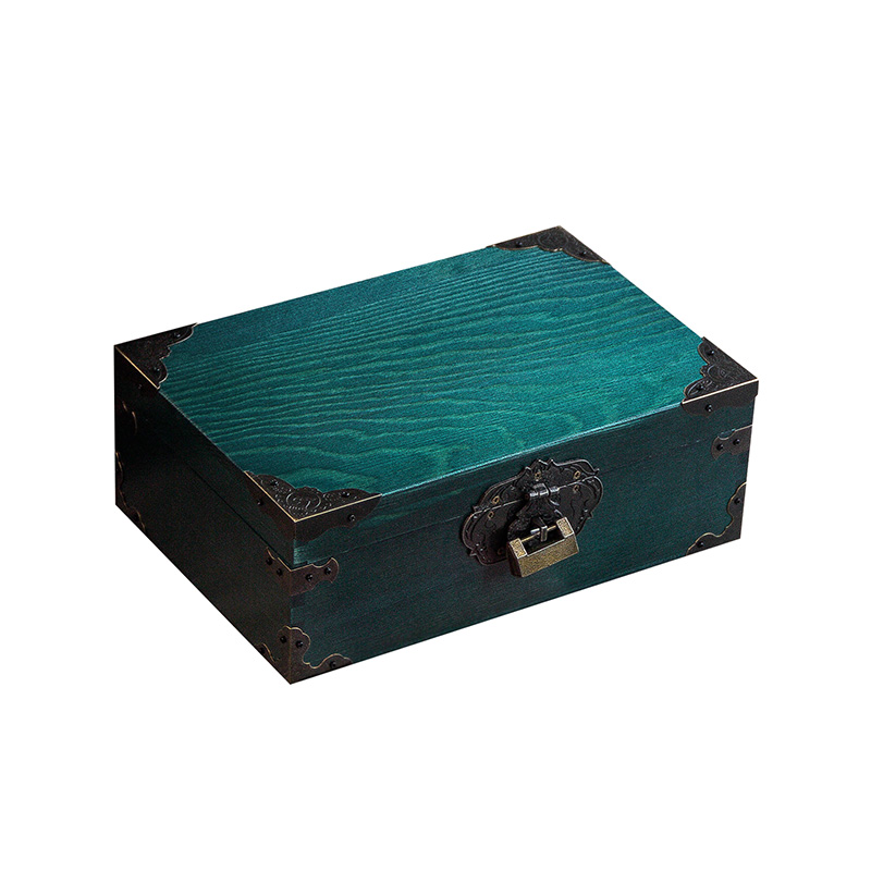 实木带锁木箱复h古长方形整理储物箱收纳盒大号木箱子木质盒子密