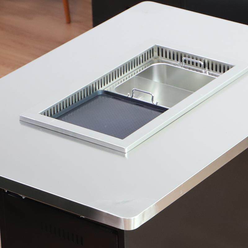 用网红店无D29烟化火锅桌商用多功能煎自助餐涮锅火专锅净烤肉一