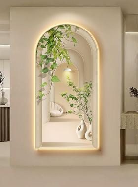 绿入户玄关HXM25520装饰画灯画植壁走廊过道挂画对拱形2024新款大