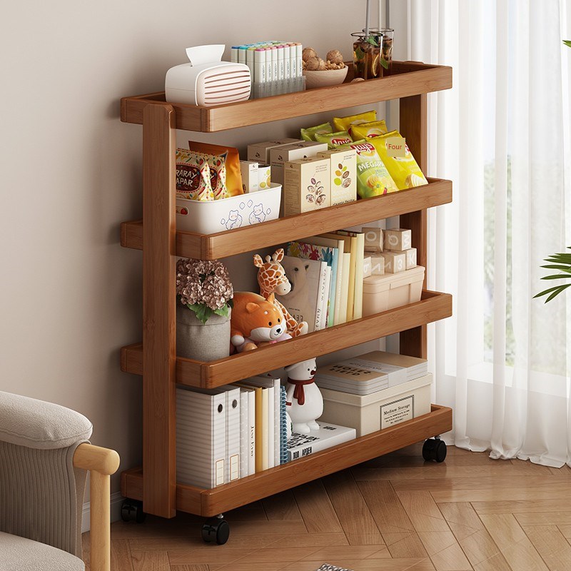 竹边桌可移动家用手推车u客厅沙发咖啡桌厨房储物柜简易储物架