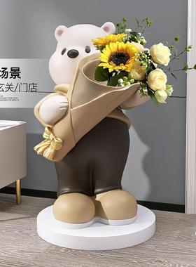 熊大型落地摆沙件客开业礼品视厅电柜发旁花卉家居zls20230装饰品
