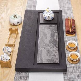内清明上河海蒙天然整茶乌金石盘实用礼品办公家用简约茶茶块台