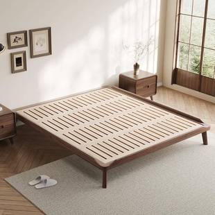 床北美黑胡桃木全实木卧室无床头极简BW3005床榻榻现简约小户米型