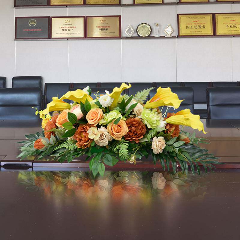 办公室会议桌装饰花 宴会花艺摆件假花客厅 餐桌顶上花