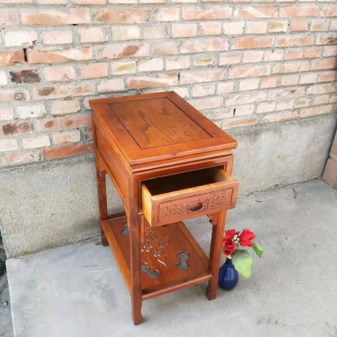 实木沙边几抽屉中式角几客话厅茶桌电桌简约床带头柜发榆木带抽边